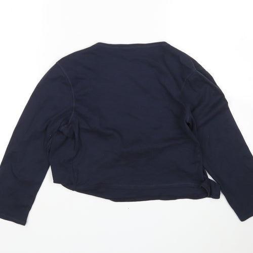 M&S Womens Blue V-Neck  Cotton Cardigan Jumper Size 10