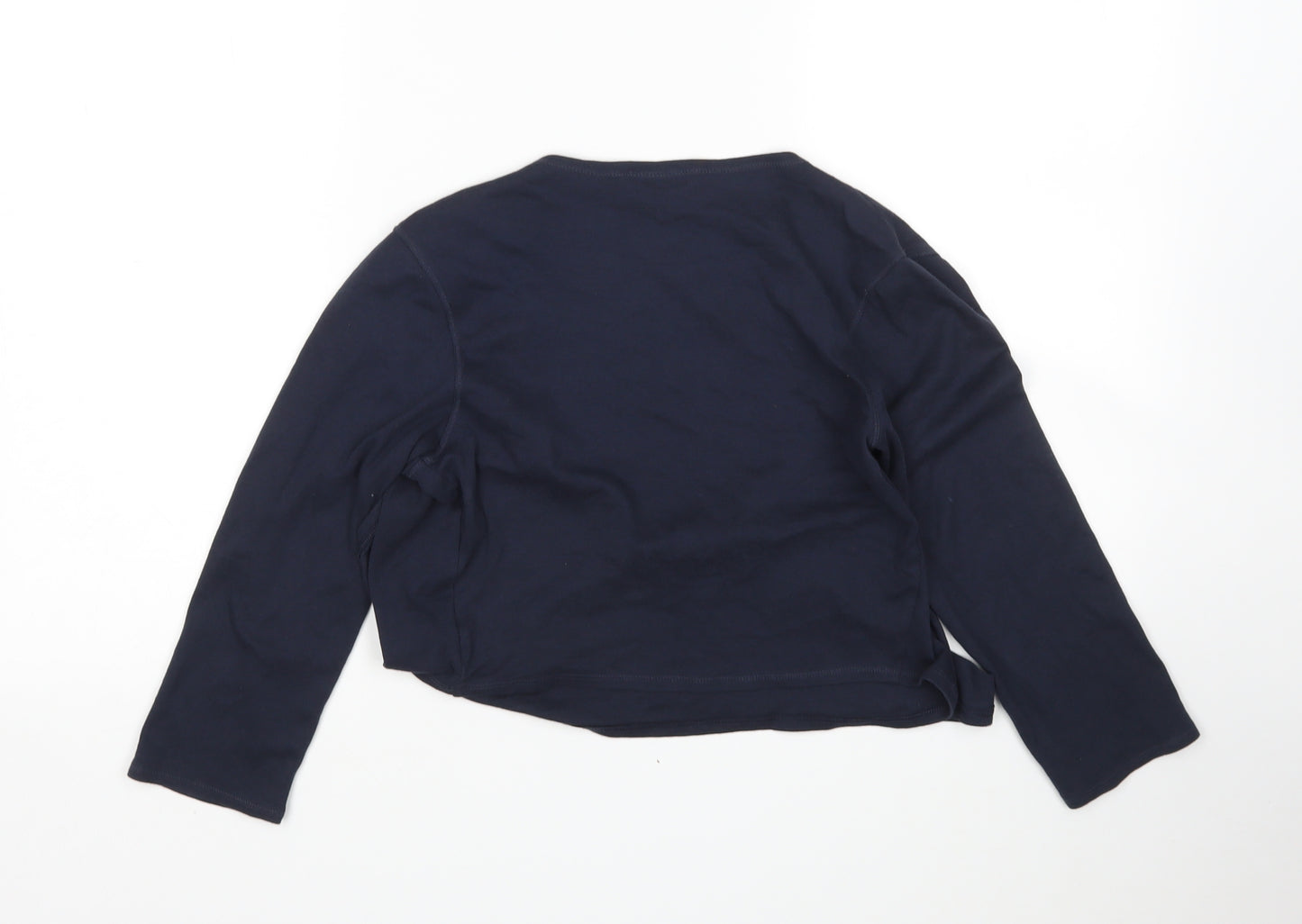 M&S Womens Blue V-Neck  Cotton Cardigan Jumper Size 10