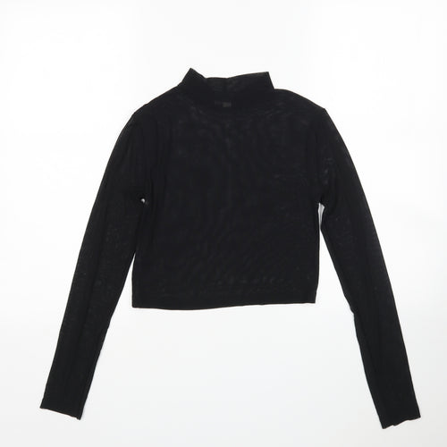 ASOS Womens Black  Polyamide Basic Blouse Size 8 Mock Neck