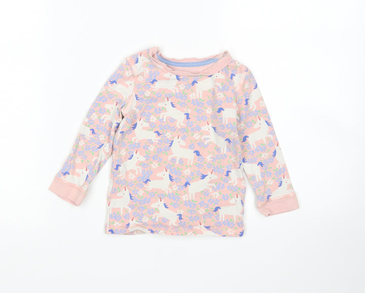 M&S Girls Multicoloured Floral Cotton Pyjama Top Size 18-24 Months - Unicorn