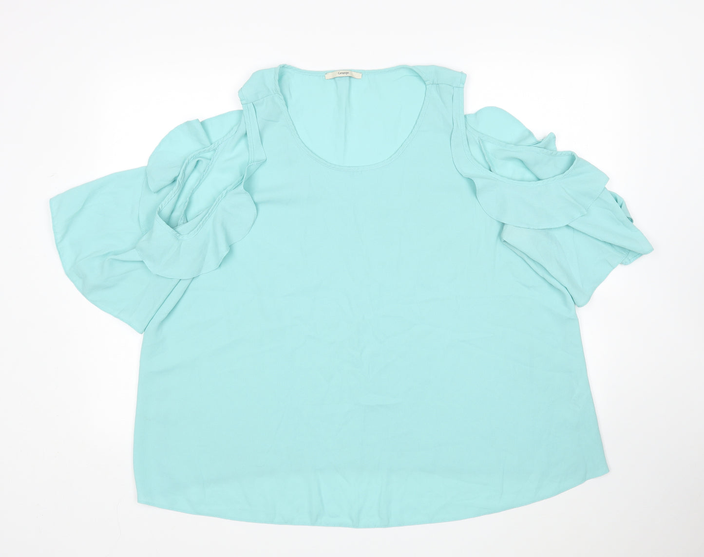 George Womens Green  Polyester Basic Blouse Size 22 Round Neck