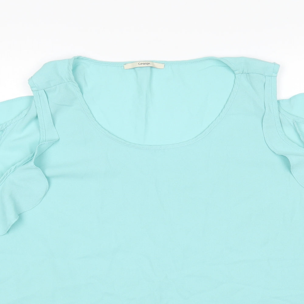 George Womens Green  Polyester Basic Blouse Size 22 Round Neck