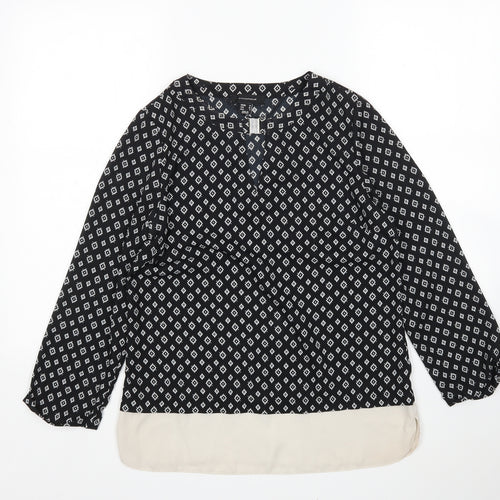 Atmosphere Womens Multicoloured Argyle/Diamond Polyester Basic Blouse Size 10 Round Neck