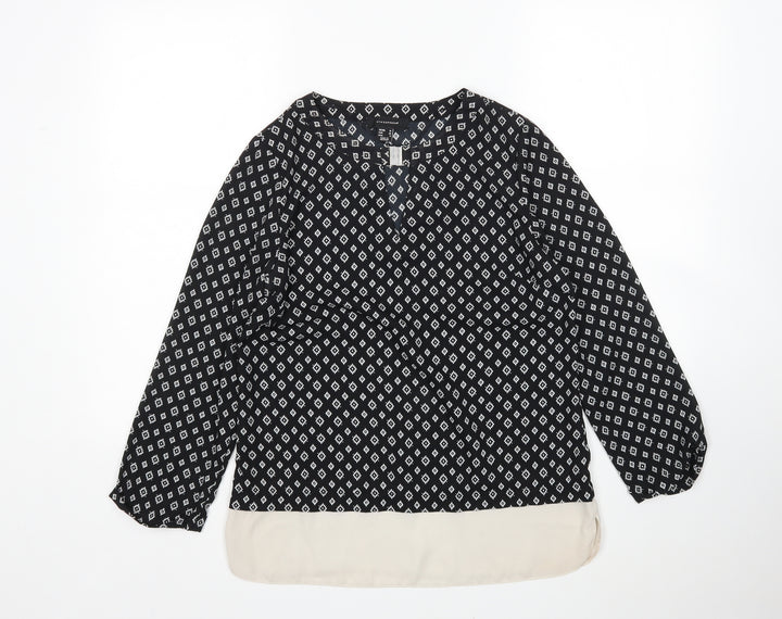 Atmosphere Womens Multicoloured Argyle/Diamond Polyester Basic Blouse Size 10 Round Neck