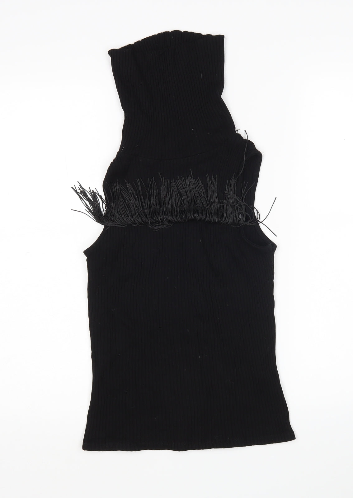 River Island  Womens Black Roll Neck  Viscose Vest Jumper Size 10