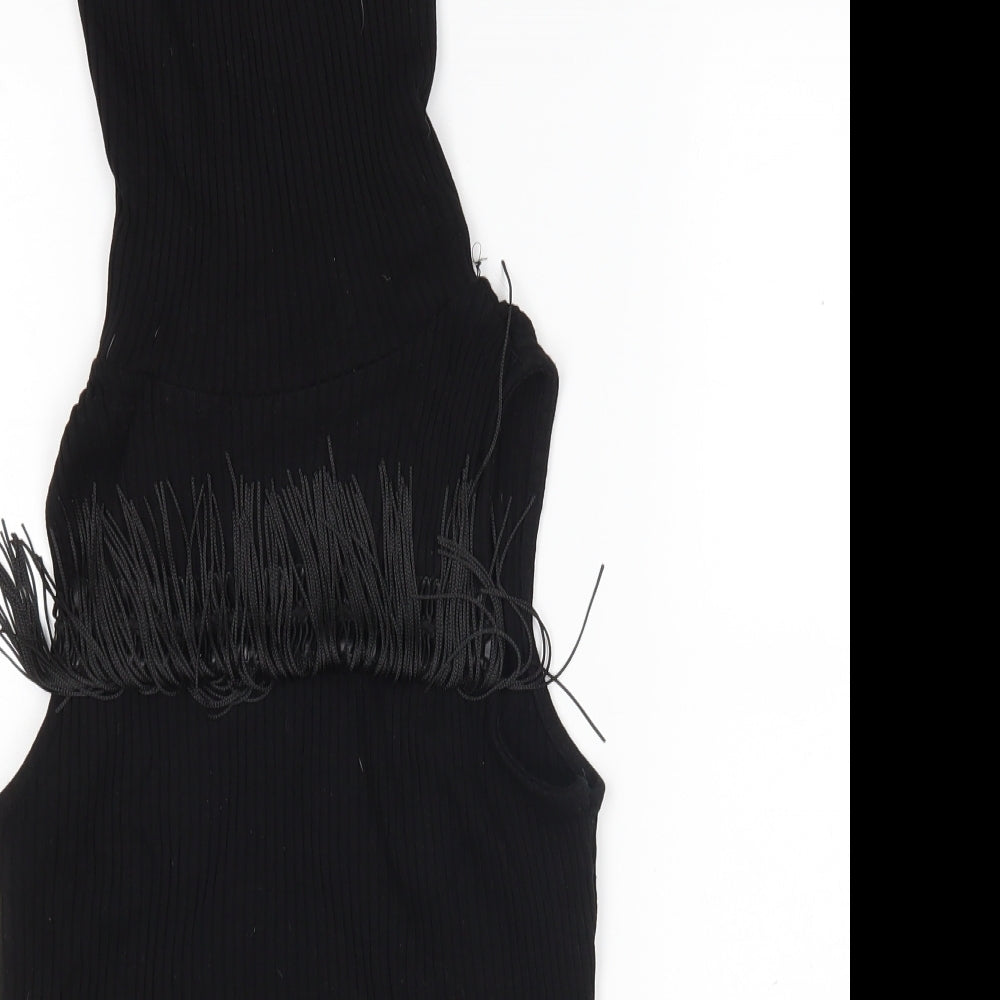 River Island  Womens Black Roll Neck  Viscose Vest Jumper Size 10