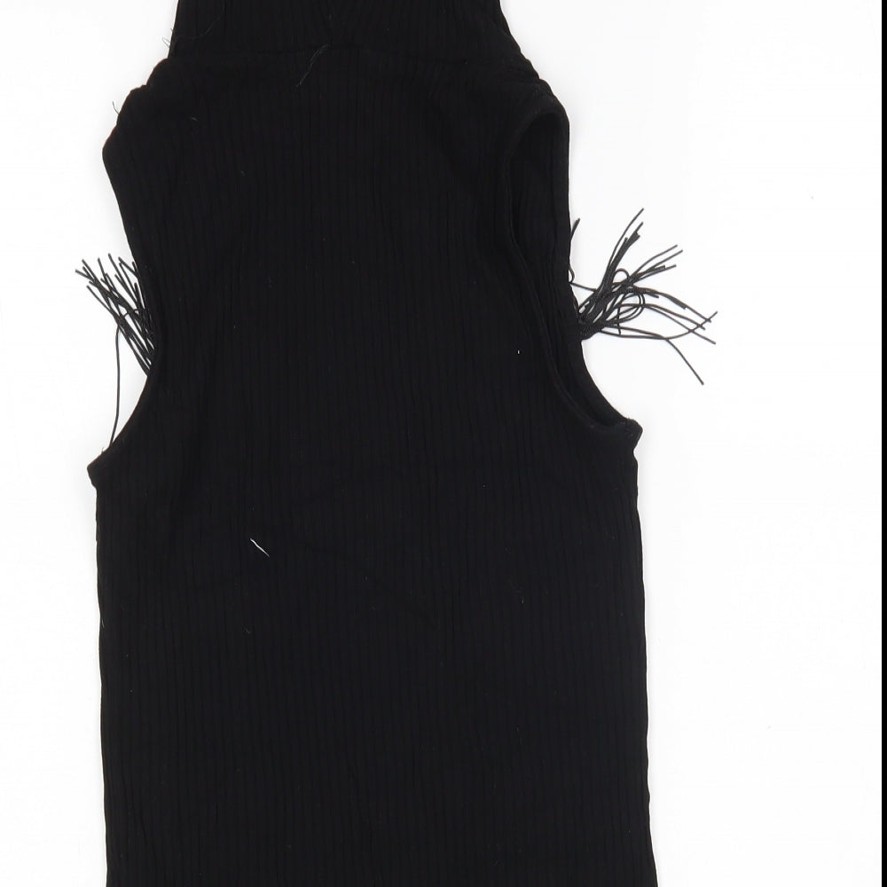 River Island  Womens Black Roll Neck  Viscose Vest Jumper Size 10