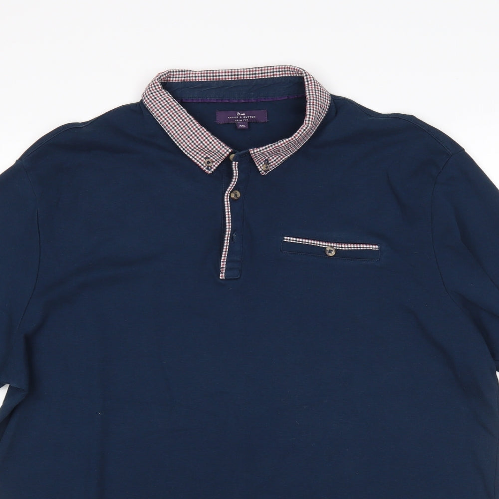 George Mens Blue  Cotton  Polo Size 2XL Collared
