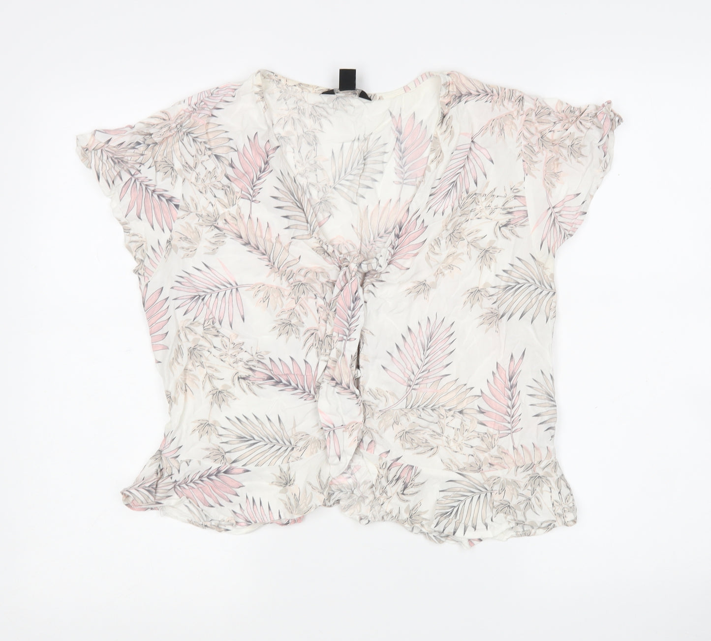 New Look Womens Multicoloured Floral Viscose Basic Blouse Size 14 V-Neck