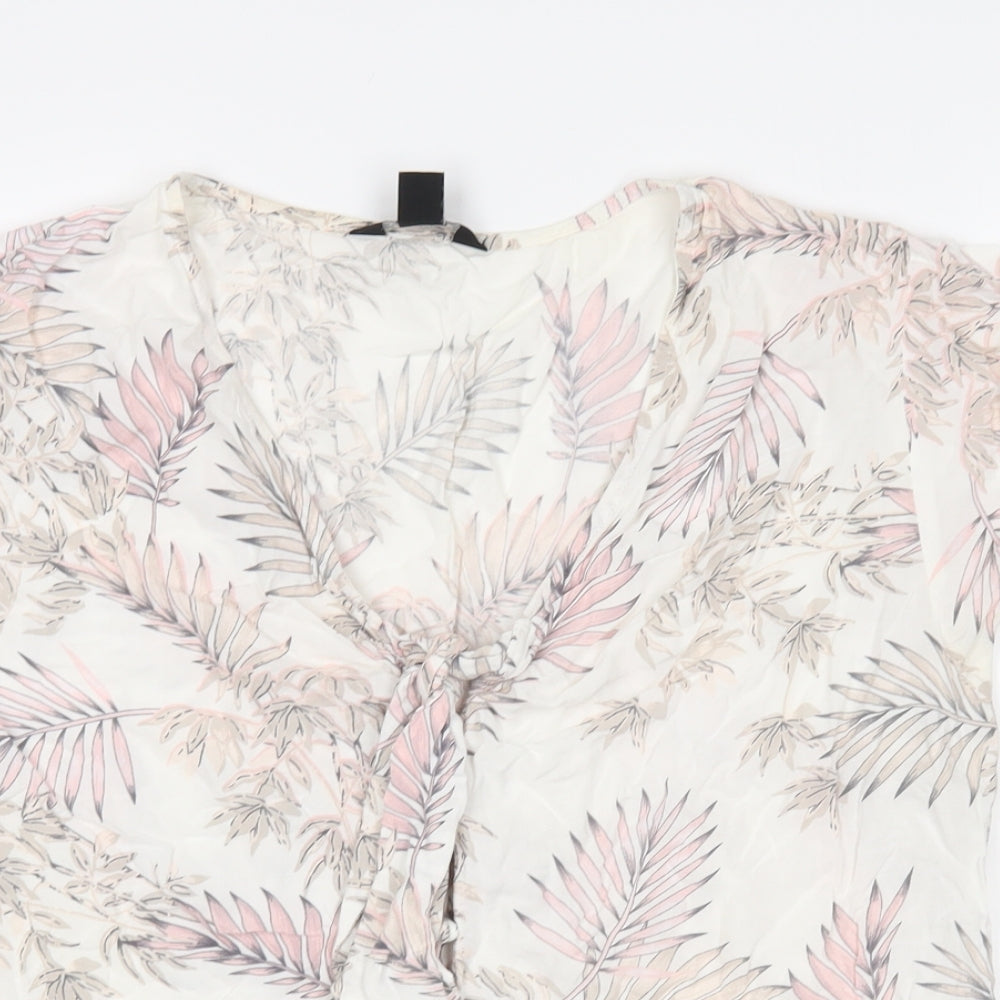 New Look Womens Multicoloured Floral Viscose Basic Blouse Size 14 V-Neck