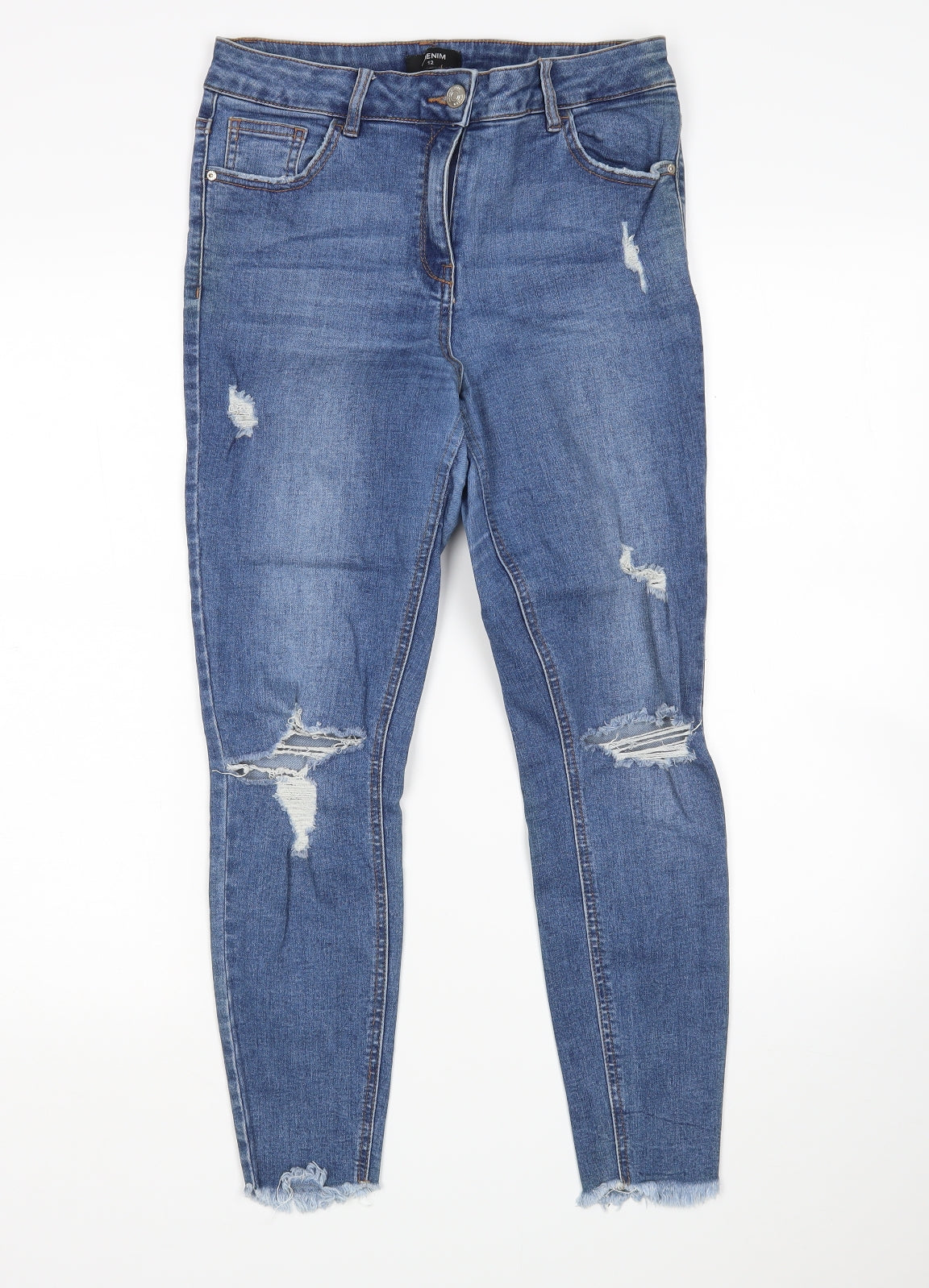 Matalan Womens Blue  Cotton Skinny Jeans Size 12 L26 in Regular