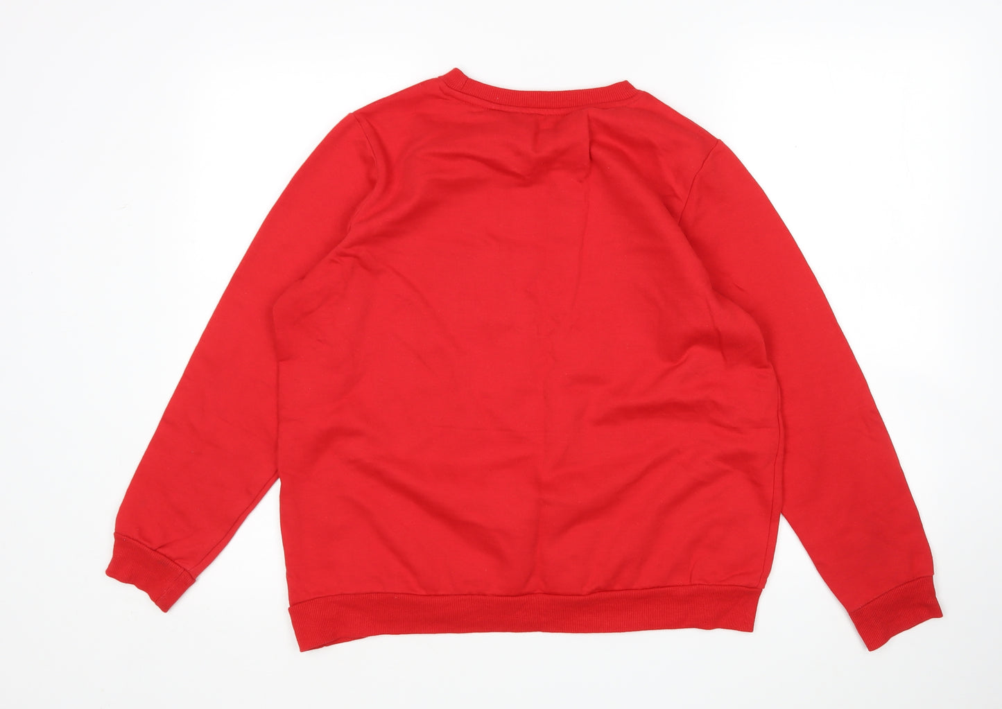 Pep&Co Womens Red Round Neck  Cotton Pullover Jumper Size M   - Christmas