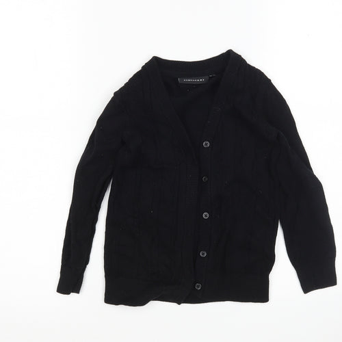 Debenhams Girls Black V-Neck  Cotton Cardigan Jumper Size 5-6 Years