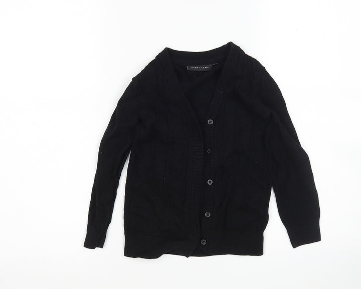 Debenhams Girls Black V-Neck  Cotton Cardigan Jumper Size 5-6 Years