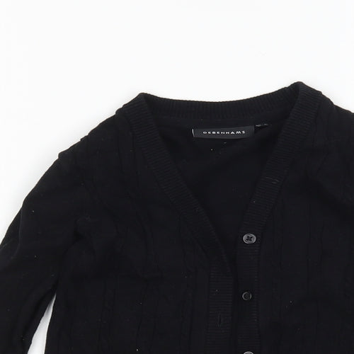 Debenhams Girls Black V-Neck  Cotton Cardigan Jumper Size 5-6 Years