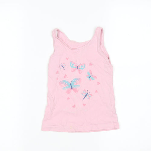 Primark Girls Green Animal Print Cotton Basic Tank Size 5-6 Years Round Neck