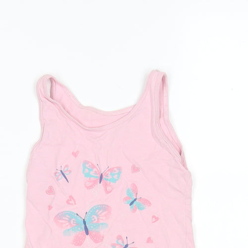 Primark Girls Green Animal Print Cotton Basic Tank Size 5-6 Years Round Neck