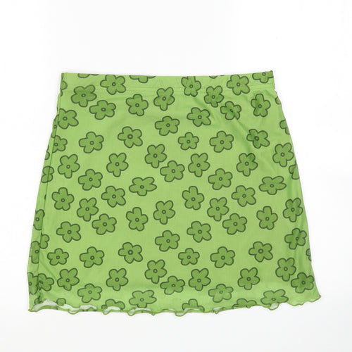 Shein  Girls Green Floral Polyester Mini Skirt Size L  Regular