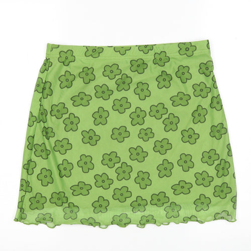 Shein  Girls Green Floral Polyester Mini Skirt Size L  Regular