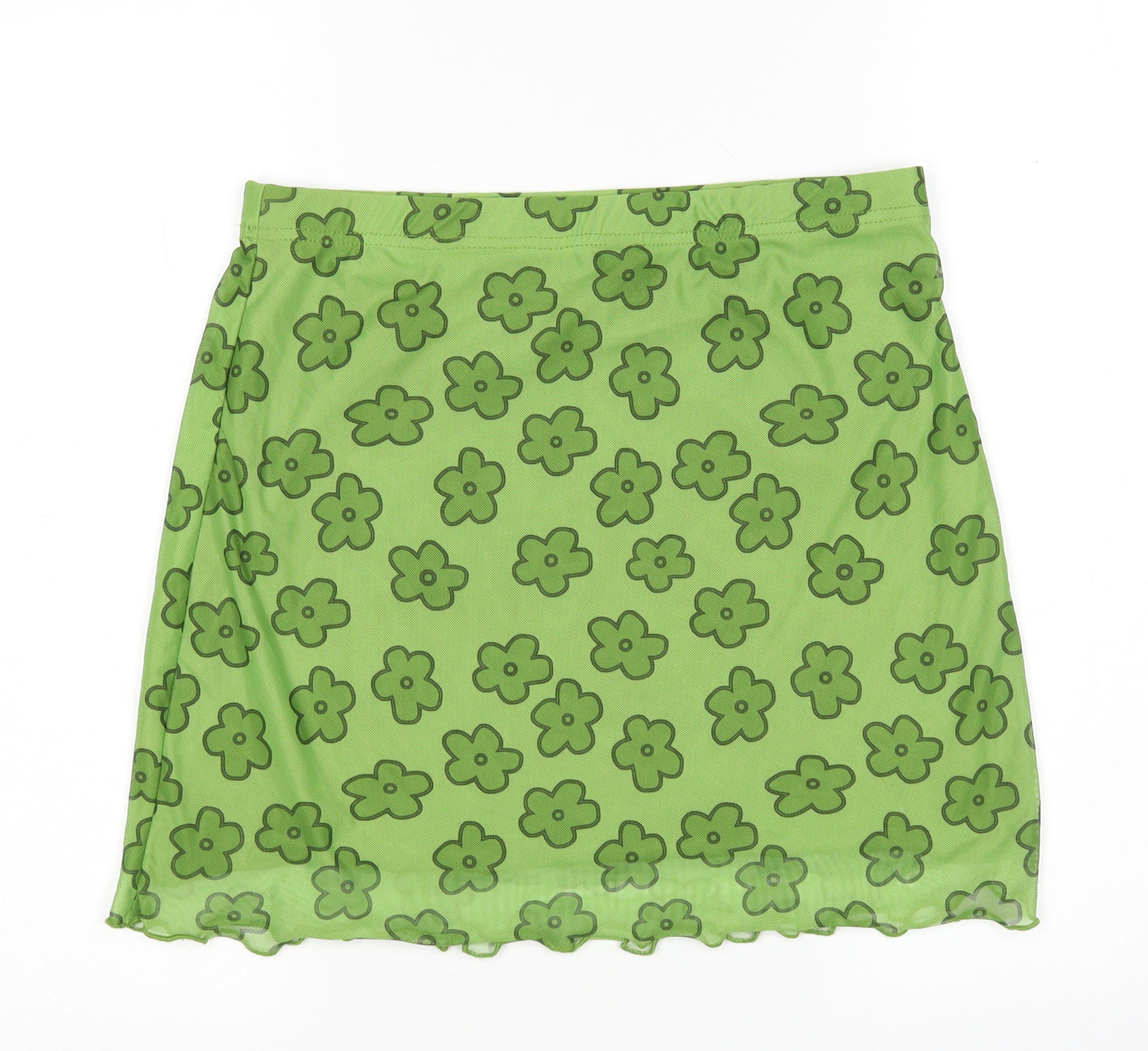 Shein  Girls Green Floral Polyester Mini Skirt Size L  Regular