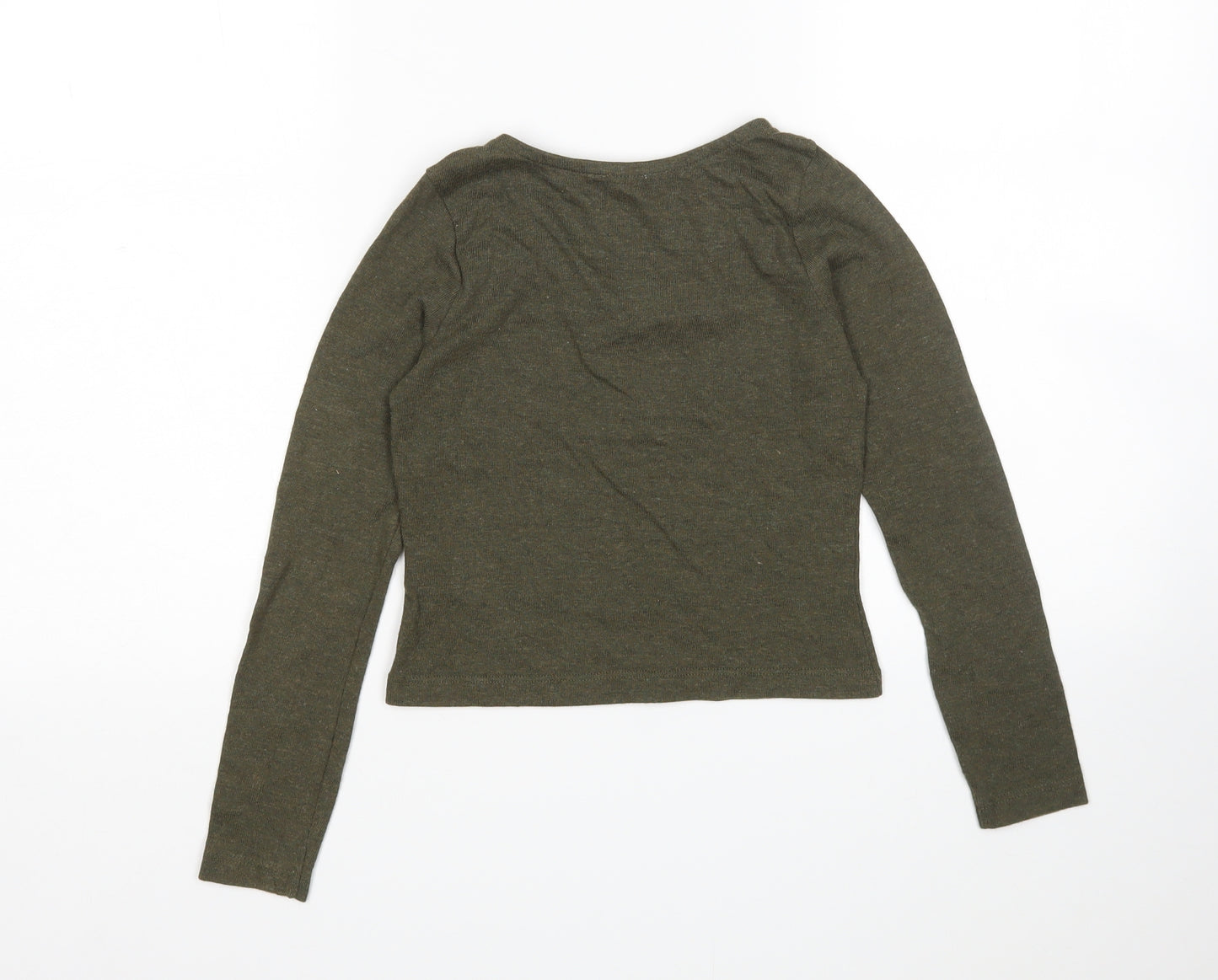 Evie Girls Green Scoop Neck  Cotton Pullover Jumper Size 9-10 Years