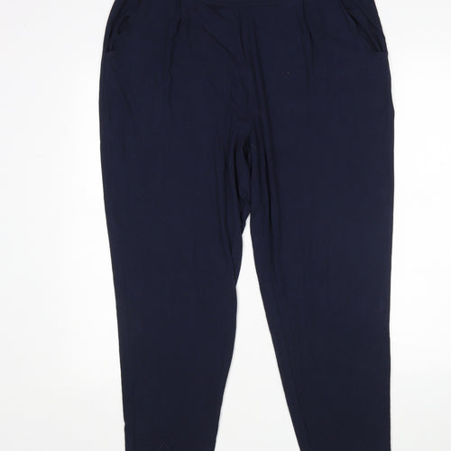M&S Womens Blue  Viscose Sweatpants Trousers Size 16 L25 in Regular