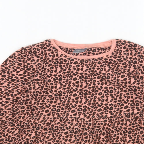 NEXT Girls Multicoloured Animal Print Cotton T-Shirt Dress  Size 4-5 Years  Round Neck