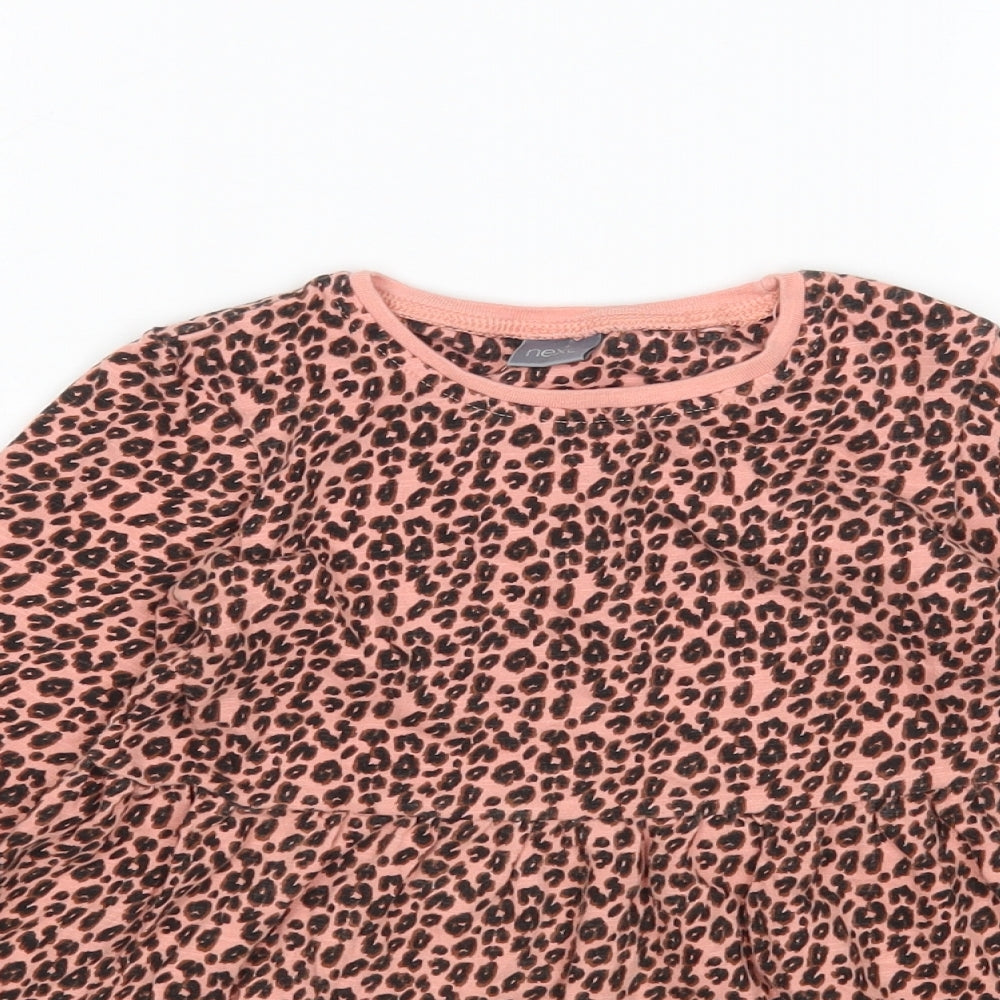 NEXT Girls Multicoloured Animal Print Cotton T-Shirt Dress  Size 4-5 Years  Round Neck