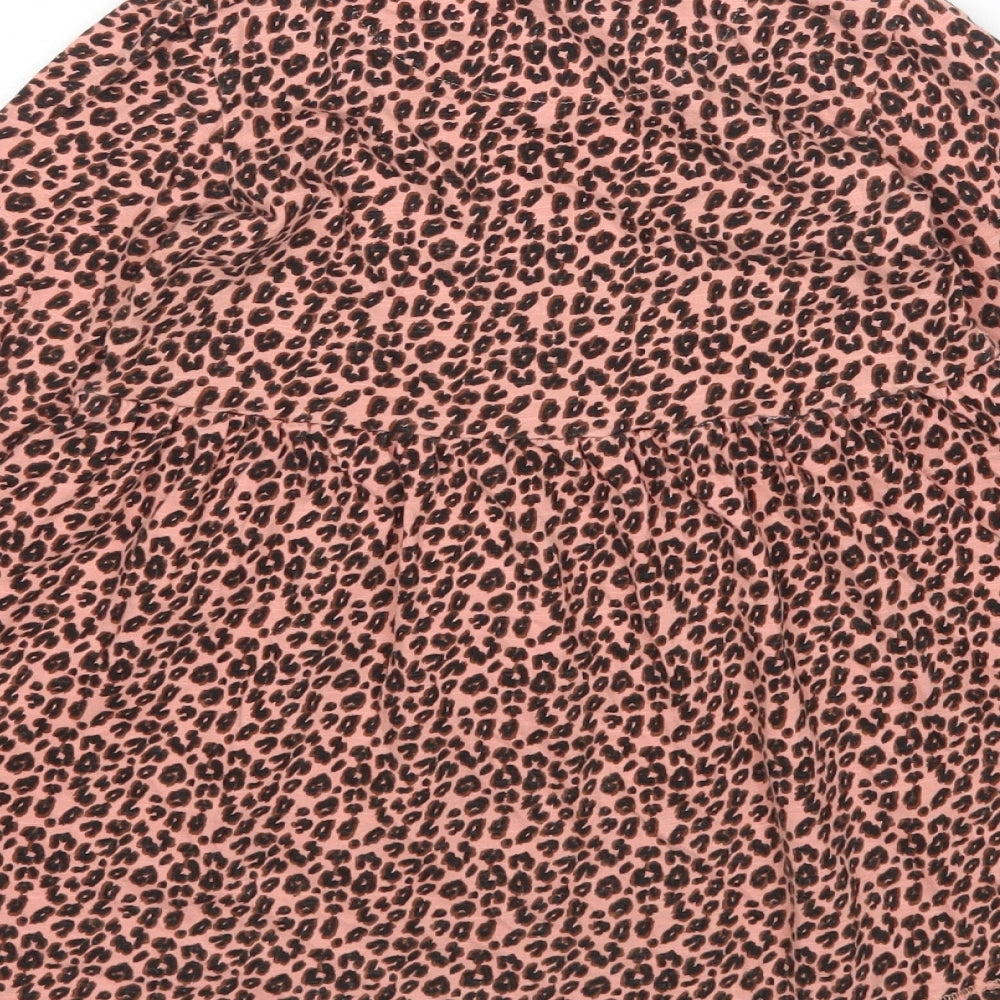NEXT Girls Multicoloured Animal Print Cotton T-Shirt Dress  Size 4-5 Years  Round Neck