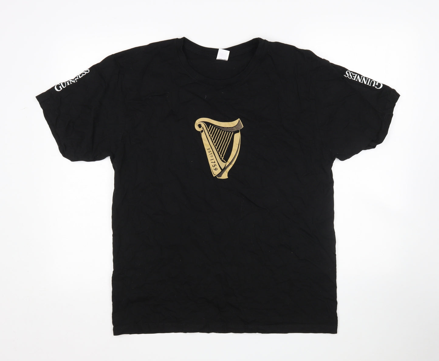 Starworld Mens Black  Cotton  T-Shirt Size L Round Neck  - Guinness
