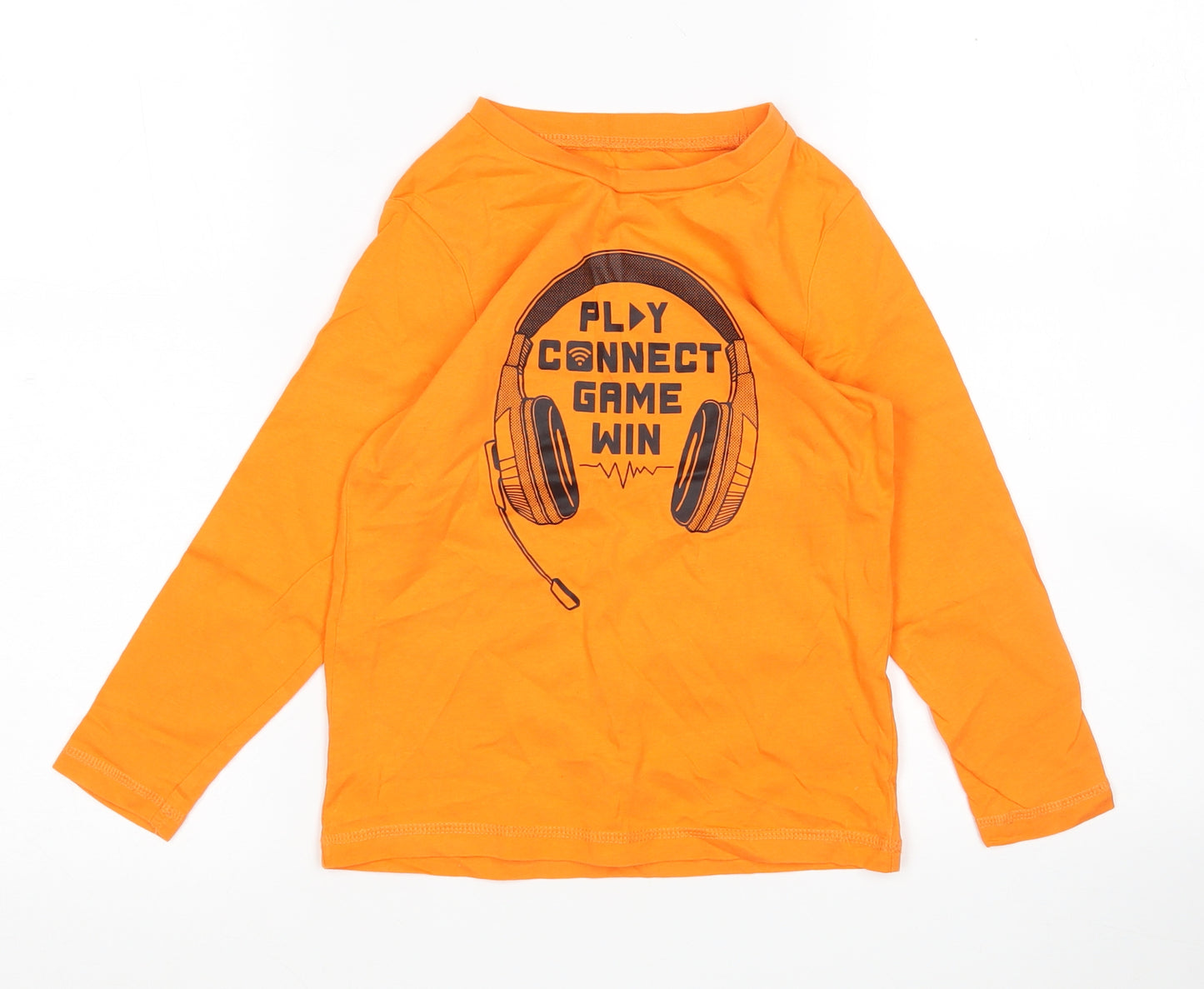 George Boys Orange  Cotton Basic T-Shirt Size 6-7 Years Round Neck  - Game