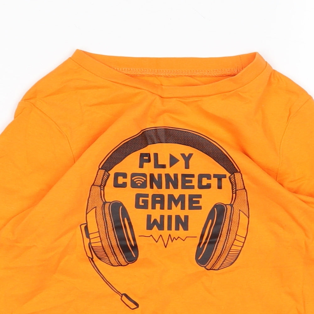 George Boys Orange  Cotton Basic T-Shirt Size 6-7 Years Round Neck  - Game