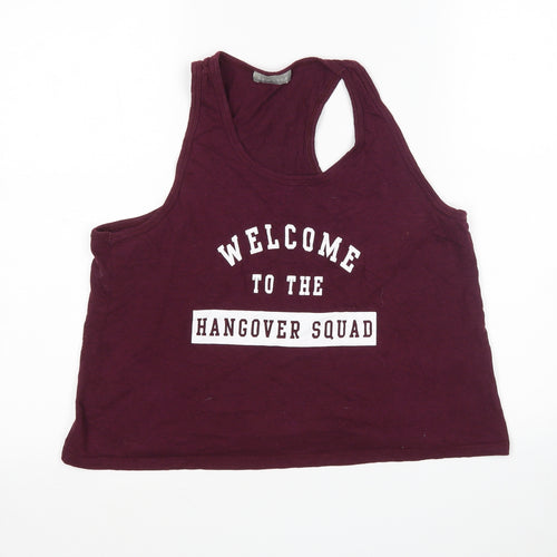 New Look Womens Purple  Cotton Basic Tank Size M Round Neck