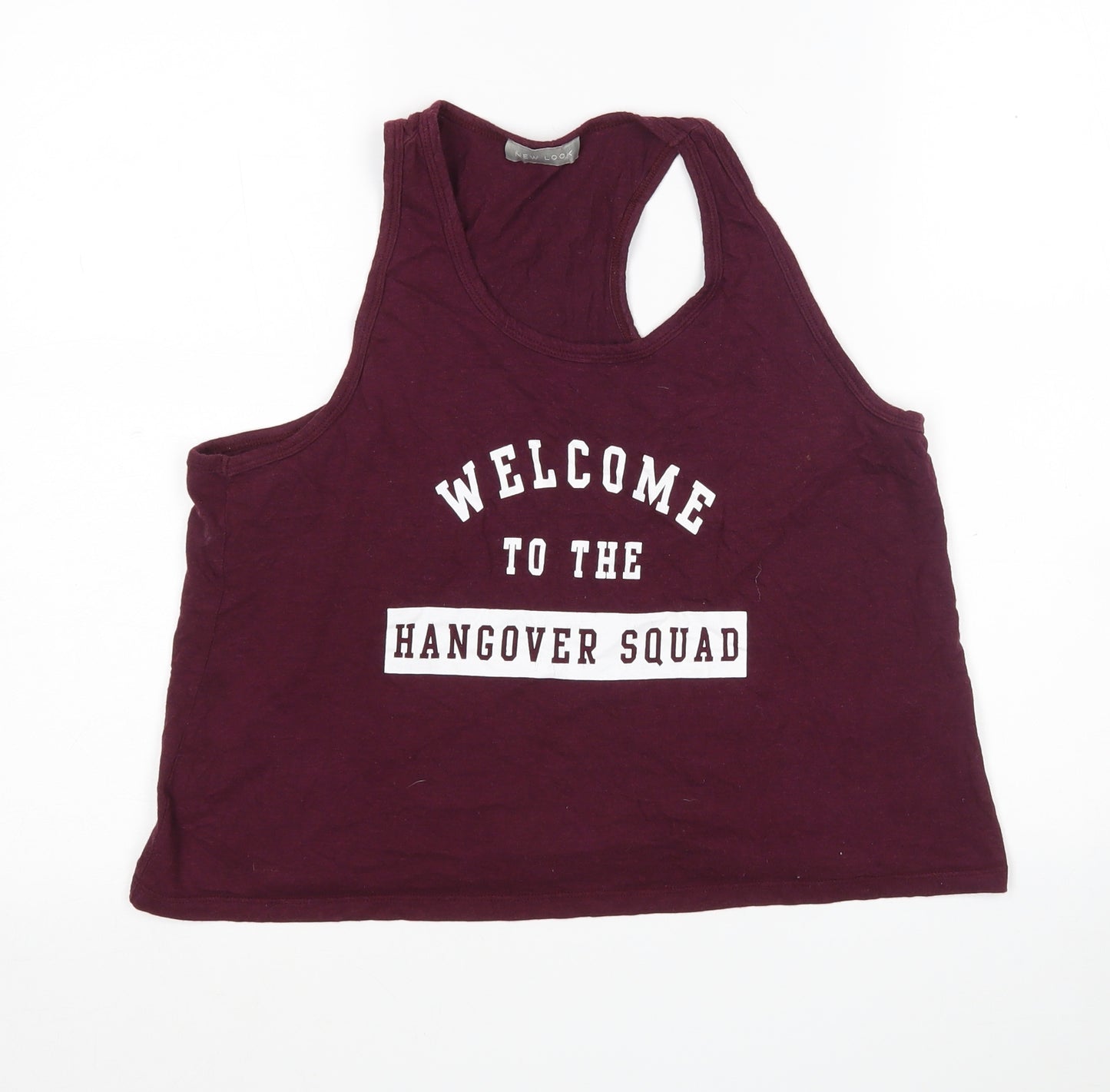 New Look Womens Purple  Cotton Basic Tank Size M Round Neck
