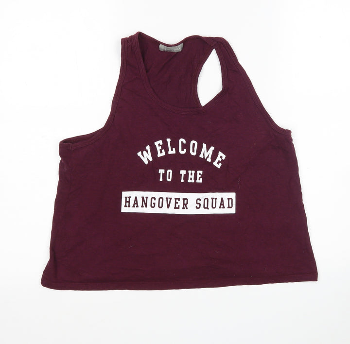 New Look Womens Purple  Cotton Basic Tank Size M Round Neck