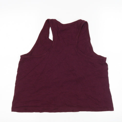 New Look Womens Purple  Cotton Basic Tank Size M Round Neck