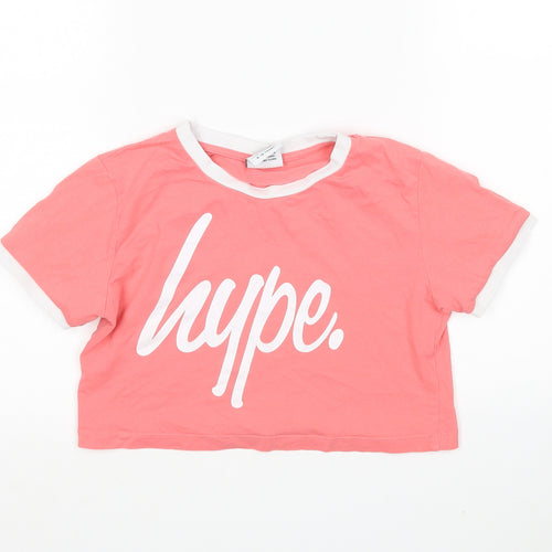 Hype Girls Pink   Cropped T-Shirt Size 9-10 Years Round Neck