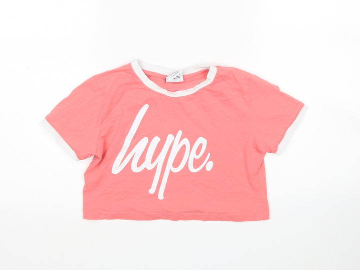 Hype Girls Pink   Cropped T-Shirt Size 9-10 Years Round Neck