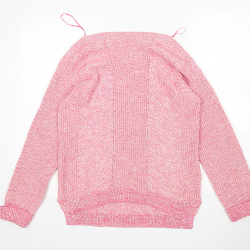 M&S Womens Pink Boat Neck  Cotton Pullover Jumper Size M