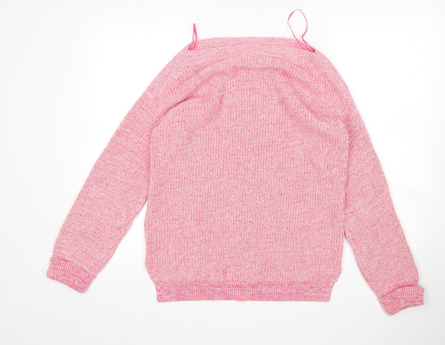 M&S Womens Pink Boat Neck  Cotton Pullover Jumper Size M