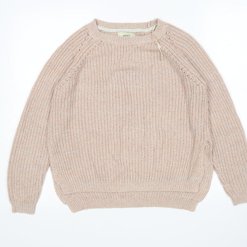 Papaya Womens Beige Round Neck  Acrylic Pullover Jumper Size 10