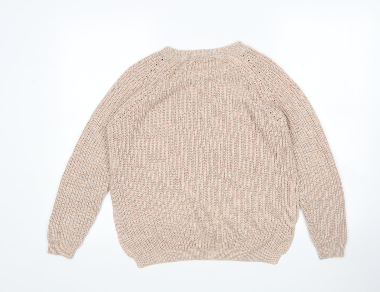 Papaya Womens Beige Round Neck  Acrylic Pullover Jumper Size 10