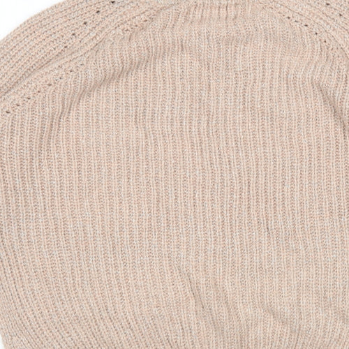 Papaya Womens Beige Round Neck  Acrylic Pullover Jumper Size 10