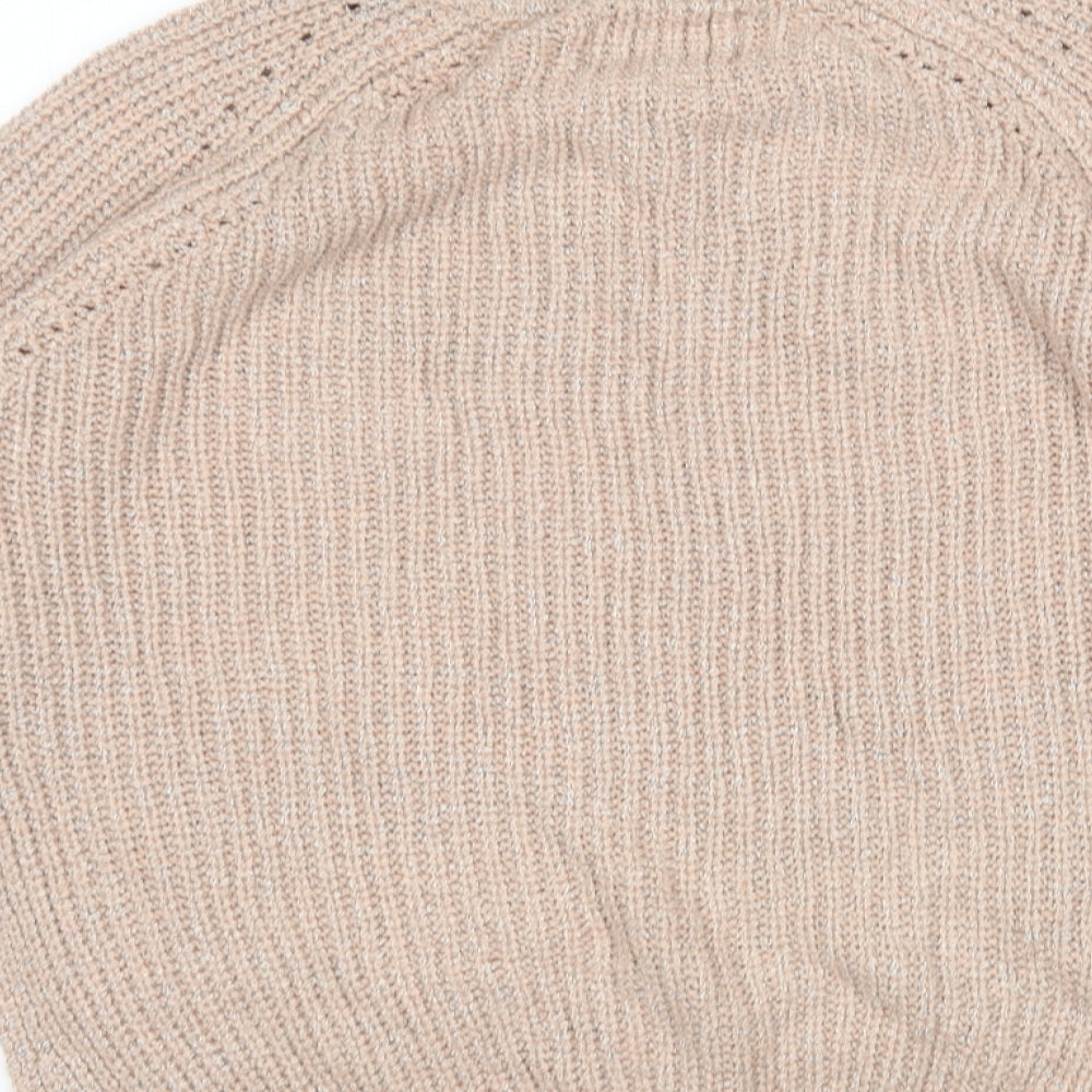 Papaya Womens Beige Round Neck  Acrylic Pullover Jumper Size 10