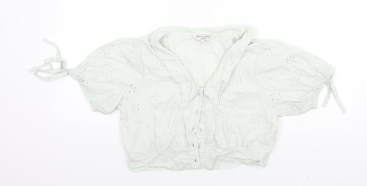 Brave Soul Womens Ivory Collared  Cotton Cardigan Jumper Size M