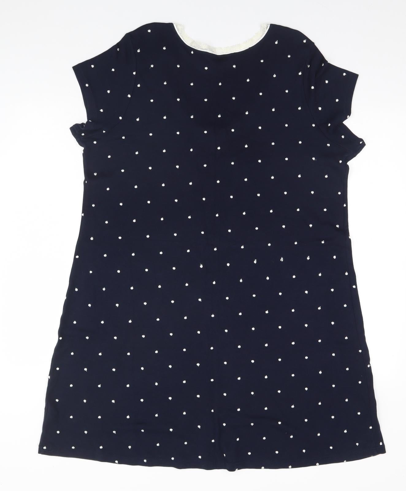 Marks and Spencer Womens Blue Polka Dot Cotton Top Dress Size 20