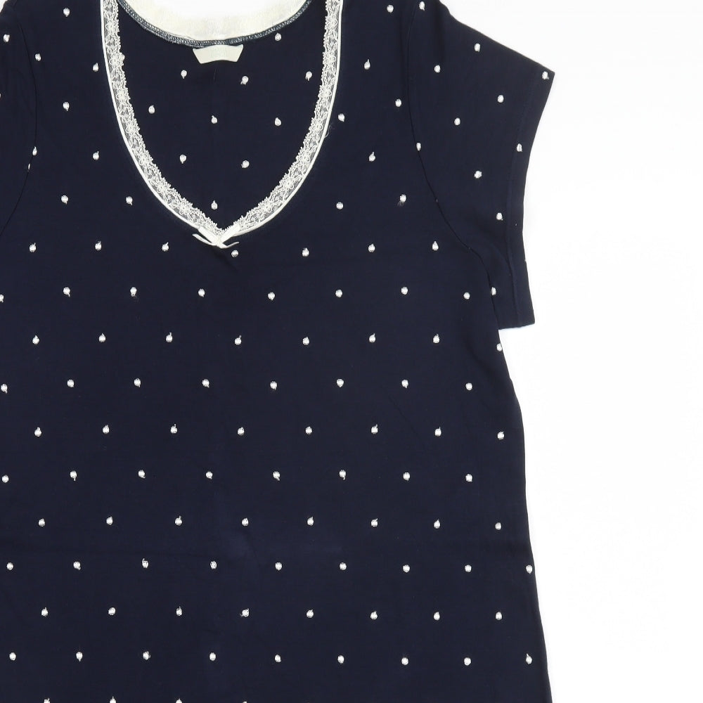 Marks and Spencer Womens Blue Polka Dot Cotton Top Dress Size 20