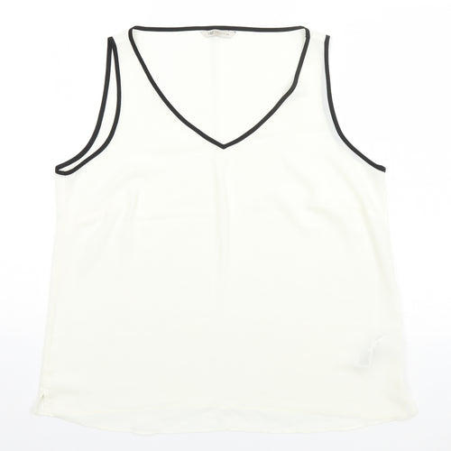 Marks and Spencer Womens Ivory  Polyester Basic Tank Size 18 Round Neck