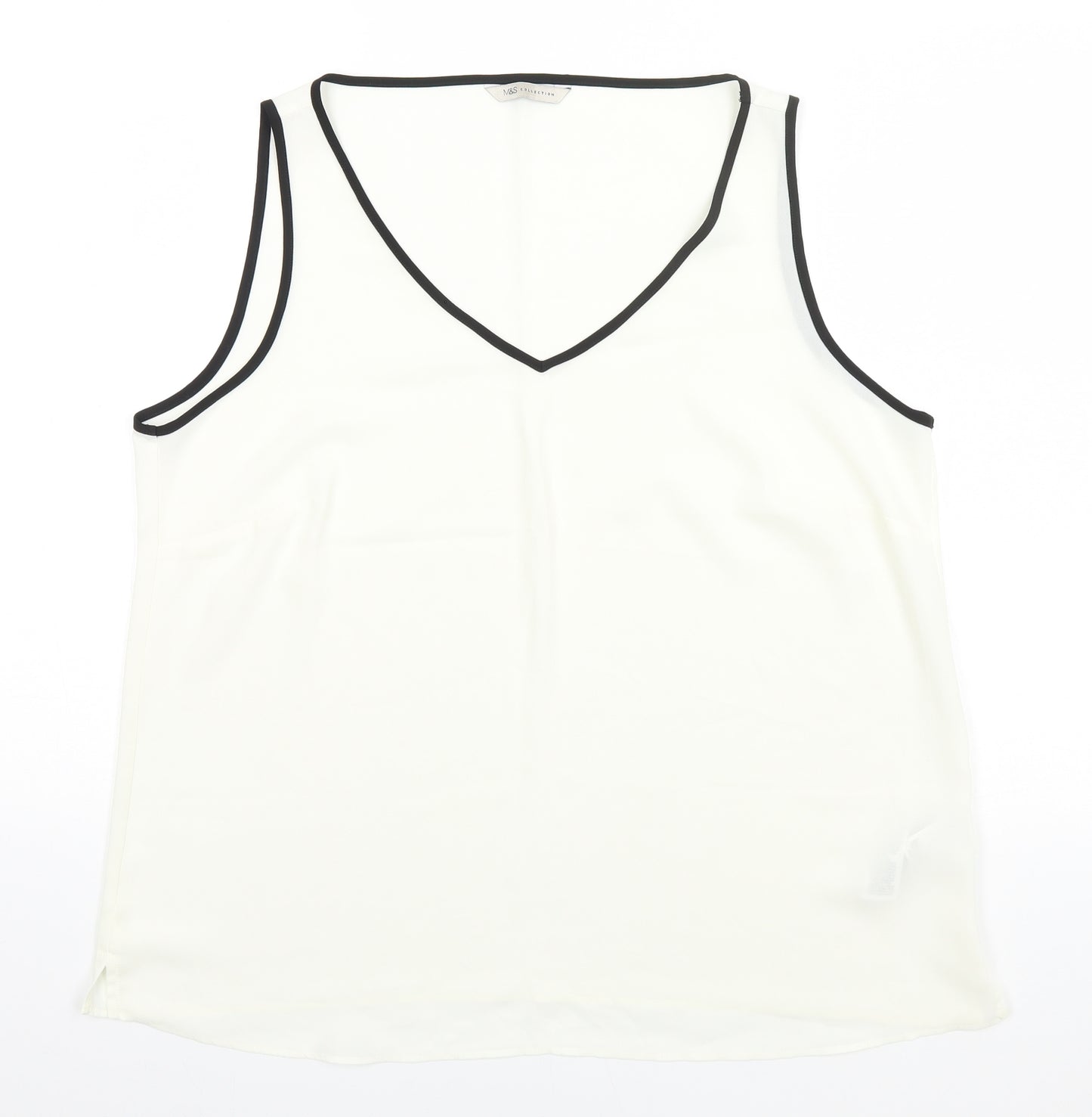 Marks and Spencer Womens Ivory  Polyester Basic Tank Size 18 Round Neck