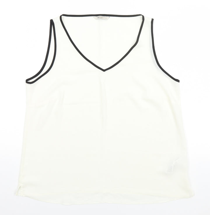 Marks and Spencer Womens Ivory  Polyester Basic Tank Size 18 Round Neck